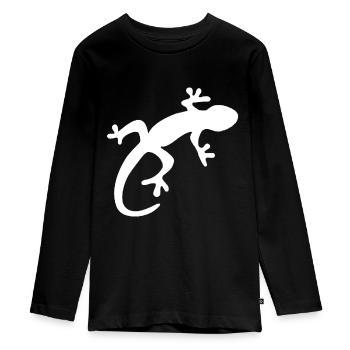 Batik-Eidechse Regenbogen Drucken Monitor Gecko Hippie - Teenager Premium Bio Langarmshirt - Schwarz - Vorne - AI Model Kid Female (0cm)