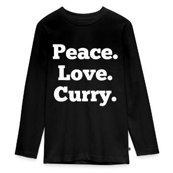 Lustiger Curry-Liebhaber Indisches Essen Feinschmecker-Geschenk - Teenager Premium Bio Langarmshirt - Schwarz - Vorne - AI Model Kid Female (0cm)
