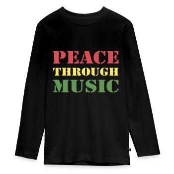 Peace Through Concert Music - Teenager Premium Organic Long Sleeve Shirt - black - Front - AI Model Kid Female (0cm)