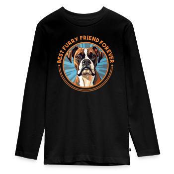 Boxer-Hunderasse Hundehalter lustige Sprüche - Teenager Premium Bio Langarmshirt - Schwarz - Vorne - AI Model Kid Female (0cm)