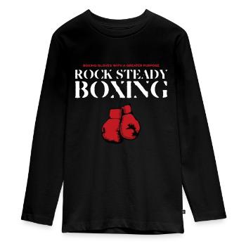 Rock Steady Boxing Gloves With A Greater Purpose - Teenager Premium Organic Long Sleeve Shirt - black - Front - AI Model Kid Female (0cm)
