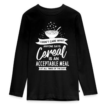 Cereal Killer Gift Bowl Box Breakfast - Teenager Premium Organic Long Sleeve Shirt - black - Front - AI Model Kid Female (0cm)