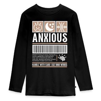 Streetwear Anxious, Anxiety Vintage Fashion Label - Teenager Premium Organic Long Sleeve Shirt - black - Front - AI Model Kid Female (0cm)