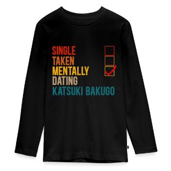 Mental Dating mit Katsuki Bakugo, nicht Single - Teenager Premium Bio Langarmshirt - Schwarz - Vorne - AI Model Kid Female (0cm)