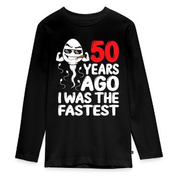 50th Birthday Gag dress 50 Years Ago - Teenager Premium Organic Long Sleeve Shirt - black - Front - AI Model Kid Female (0cm)