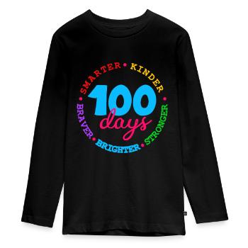100 jours Plus intelligent, plus intelligent, plus fort, plus brillant, plus courageux - T-shirt manches longues Premium Ado - noir - Devant - AI Model Kid Female (0cm)