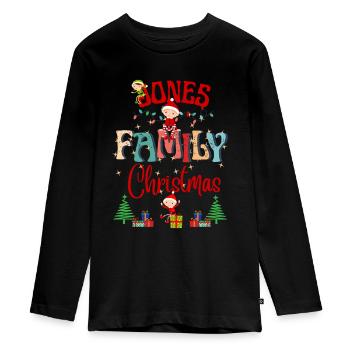 Conception personnalisée de Noël de la famille Jones - T-shirt manches longues Premium Ado - noir - Devant - AI Model Kid Female (0cm)