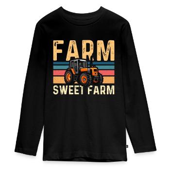 Moissonneuse-batteuse Farm Sweet Farm Farmer Moissonneuse-batteuse - T-shirt manches longues Premium Ado - noir - Devant - AI Model Kid Female (0cm)