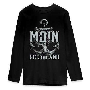 Moin Helgoland - Teenager Premium Bio Langarmshirt - Schwarz - Vorne - AI Model Kid Female (0cm)