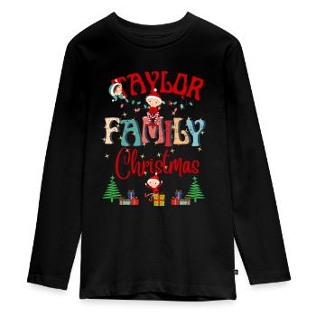 Taylor Family Personalized Christmas Design - Teenager Premium Organic Long Sleeve Shirt - black - Front - AI Model Kid Female (0cm)