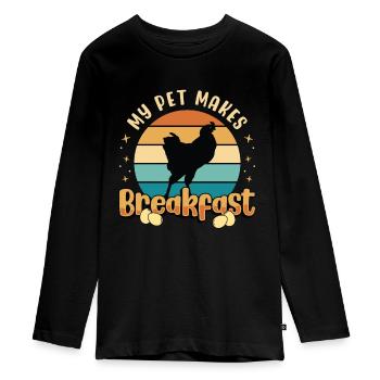 Poultry Farmer My Pet Makes Breakfast Chicken Coop - Teenager Premium Bio Langarmshirt - Schwarz - Vorne - AI Model Kid Female (0cm)