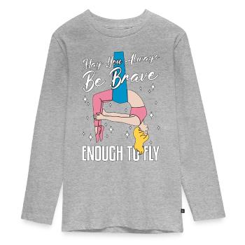 Acrobatique Puissiez-vous toujours être courageux Aime l’acrobatie - T-shirt manches longues Premium Ado - gris chiné - Devant
