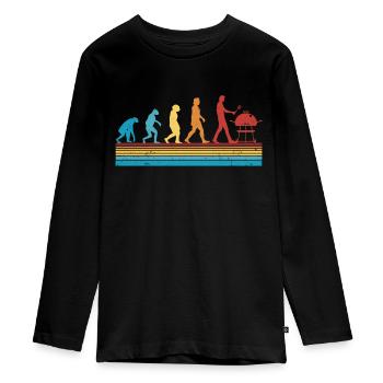Grill Evolution Bratwurst Grillen - Teenager Premium Bio Langarmshirt - Schwarz - Vorne - AI Model Kid Female (0cm)