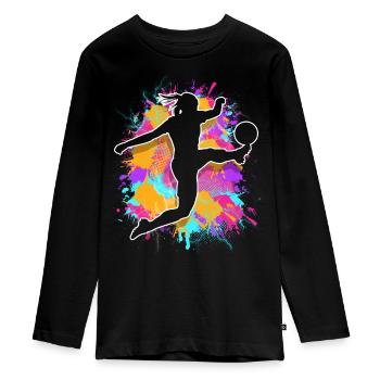 Football féminin Football féminin Football féminin - T-shirt manches longues Premium Ado - noir - Devant - AI Model Kid Female (0cm)