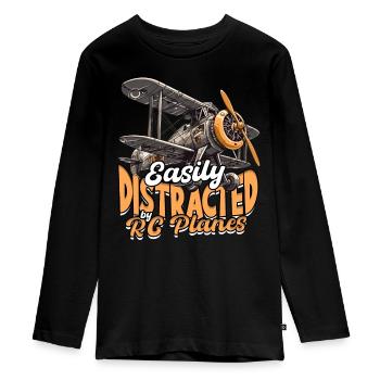 Modèle réduit d’avion facilement distrait par les avions RC - T-shirt manches longues Premium Ado - noir - Devant - AI Model Kid Female (0cm)