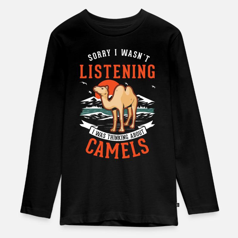 Kamel Dromedar Ägypten Geschenk Großkamel - Teenager Premium Bio Langarmshirt - Schwarz