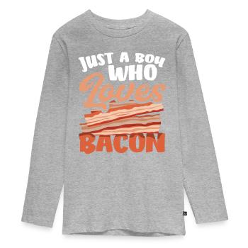 Bacon Just a boy who loves bacon - Teenager Premium Organic Long Sleeve Shirt - heather grey - Front