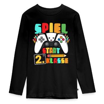 Gamer de début de jeu de 2e année - T-shirt manches longues Premium Ado - noir - Devant - AI Model Kid Female (0cm)