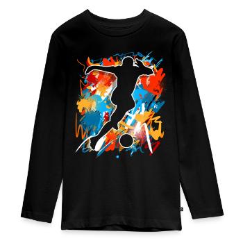 Fußball Fußballer - Teenager Premium Bio Langarmshirt - Schwarz - Vorne - AI Model Kid Female (0cm)
