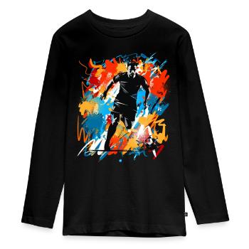 Fußball Fußballer - Teenager Premium Bio Langarmshirt - Schwarz - Vorne - AI Model Kid Female (0cm)