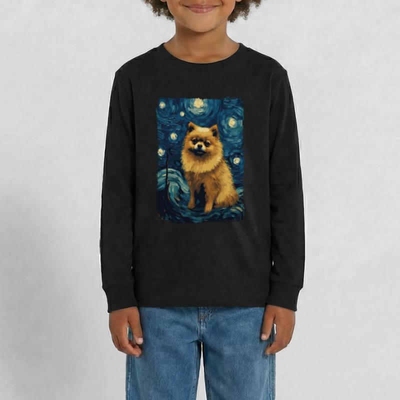 Zwergspitz Starry Night Teenager Premium Bio Langarmshirt