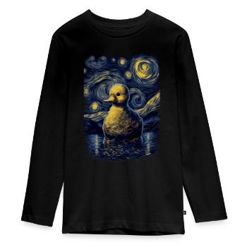Canard en caoutchouc Nuit étoilée - T-shirt manches longues Premium Ado - noir - Devant - AI Model Kid Female (0cm)