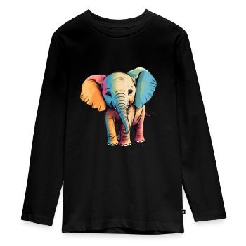 Éléphant Coloré Mignon Éléphant Bébé Mandala Hindi - T-shirt manches longues Premium Ado - noir - Devant - AI Model Kid Female (0cm)