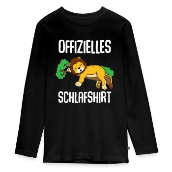 Offizielles Schlafshirt Löwe - Teenager Premium Bio Langarmshirt - Schwarz - Vorne - AI Model Kid Female (0cm)