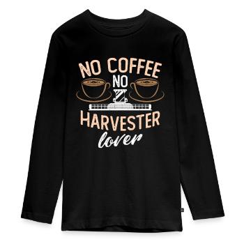 Amateur de moissonneur Pas de café Pas d’amateur de café fermier - T-shirt manches longues Premium Ado - noir - Devant - AI Model Kid Female (0cm)