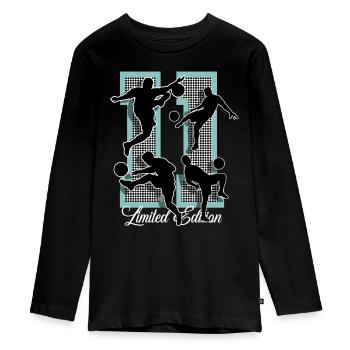 11. Geburtstag Fußball - Teenager Premium Bio Langarmshirt - Schwarz - Vorne - AI Model Kid Female (0cm)