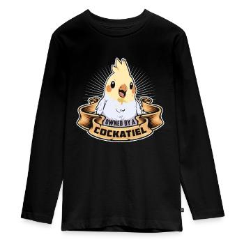 Cockatiel Owned By A Cockatiel Ornamental Bird - Teenager Premium Organic Long Sleeve Shirt - black - Front - AI Model Kid Female (0cm)