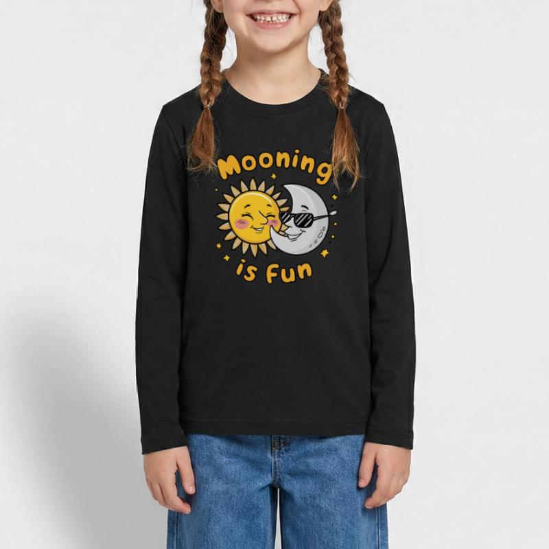 Solar Eclipse Funny Mooning The Sun Is Fun Teenager Premium Organic Long Sleeve Shirt