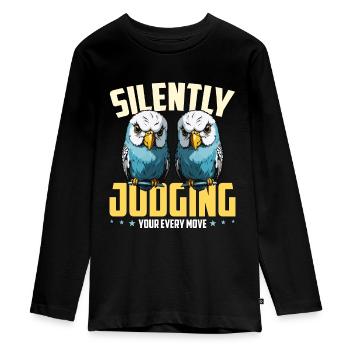 Perruche Jugez silencieusement votre chaque propriétaire de perruche - T-shirt manches longues Premium Ado - noir - Devant - AI Model Kid Female (0cm)