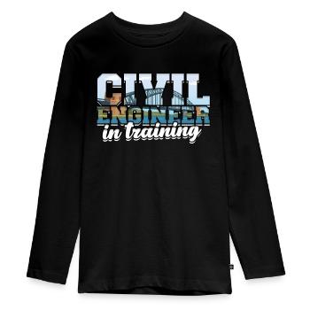 Bridge construction engineer in training - Teenager Premium Organic Long Sleeve Shirt - black - Front - AI Model Kid Female (0cm)