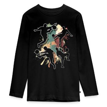 Fußball Fußballer - Teenager Premium Bio Langarmshirt - Schwarz - Vorne - AI Model Kid Female (0cm)
