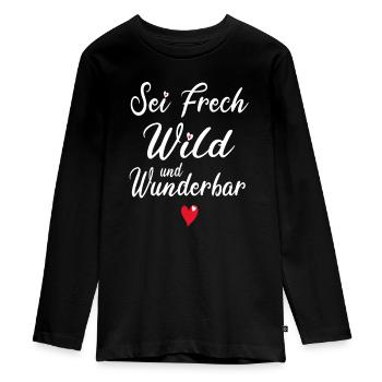 Frech Wild Wunderbar Freche Mädchen Sprüche - Teenager Premium Bio Langarmshirt - Schwarz - Vorne - AI Model Kid Female (0cm)