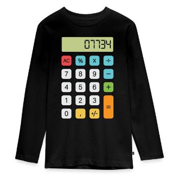 Bonjour Calculatrice - T-shirt manches longues Premium Ado - noir - Devant - AI Model Kid Female (0cm)