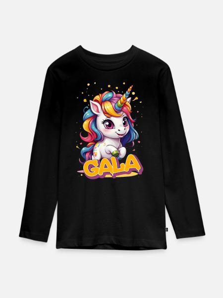 GALA - Beautiful girl name with cute unicorn - Teenager Premium Organic Long Sleeve Shirt - black