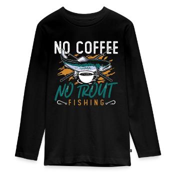 Pêcheur de truites Pas de café Pas de pêcheur amateur de café - T-shirt manches longues Premium Ado - noir - Devant - AI Model Kid Female (0cm)