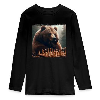 Ours jouant aux échecs - T-shirt manches longues Premium Ado - noir - Devant - AI Model Kid Female (0cm)