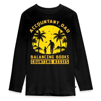 Comptable Papa équilibrant Livres comptant Bisous - T-shirt manches longues Premium Ado - noir - Devant - AI Model Kid Female (0cm)