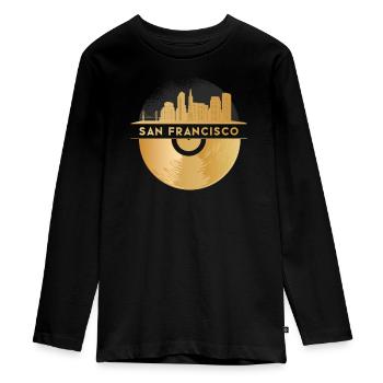 Disque vinyle Disco Musique - T-shirt manches longues Premium Ado - noir - Devant - AI Model Kid Female (0cm)