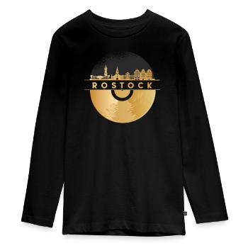Disque Vinyle Musique Skyline-Rostock - T-shirt manches longues Premium Ado - noir - Devant - AI Model Kid Female (0cm)