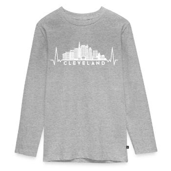 Heartbeat Skyline États-Unis Cleveland - T-shirt manches longues Premium Ado - gris chiné - Devant