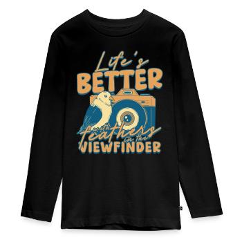 Vogelbeobachtung Ornithologe - Teenager Premium Bio Langarmshirt - Schwarz - Vorne - AI Model Kid Female (0cm)