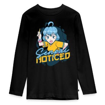 Anime Senpai remarqué - T-shirt manches longues Premium Ado - noir - Devant - AI Model Kid Female (0cm)