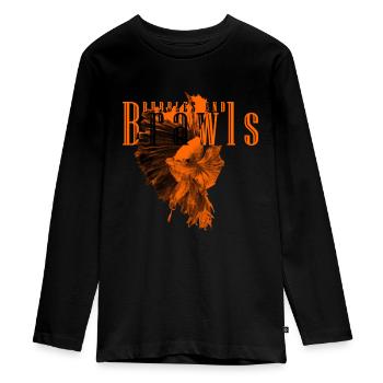 Kampffisch Bubbles And Brawls - Teenager Premium Bio Langarmshirt - Schwarz - Vorne - AI Model Kid Female (0cm)
