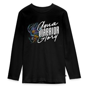 Kampffisch Kampffische Aqua Warrior Glory - Teenager Premium Bio Langarmshirt - Schwarz - Vorne - AI Model Kid Female (0cm)