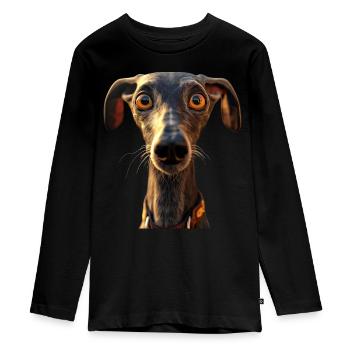 Greyhound Dog Lover Hunting Dog Love Greyhound - Teenager Premium Organic Long Sleeve Shirt - black - Front - AI Model Kid Female (0cm)