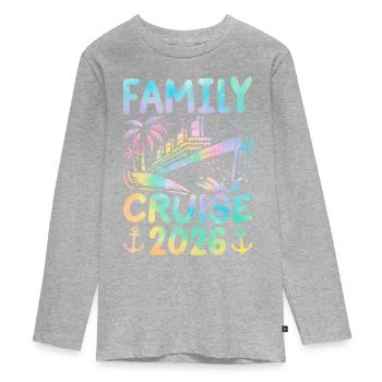 Family Cruise 2026 - Teenager Premium Bio Langarmshirt - Grau meliert - Vorne